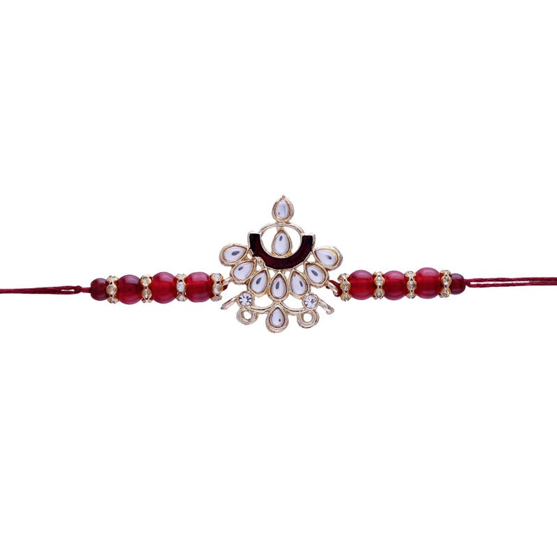 Designer Pearl Beads Studded Rakhi Bracelet for Brother/ Bhaiya