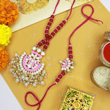 Designer Bhaiya Bhabhi Hanging Lumba Rakhi Combo Set
