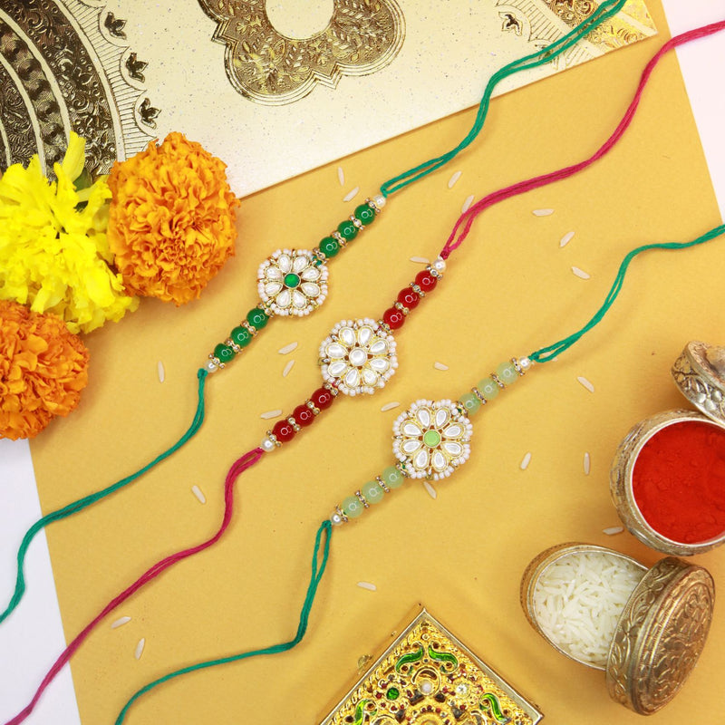 Designer Pearl Beads Studded Rakhi Bracelet for Brother/ Bhaiya