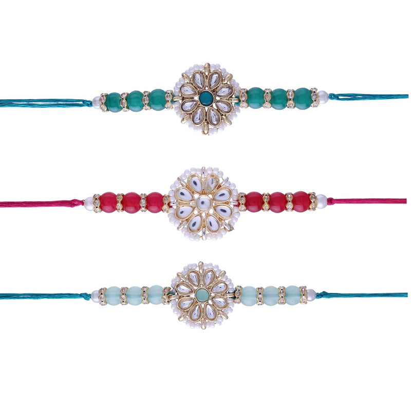 Designer Pearl Beads Studded Rakhi Bracelet for Brother/ Bhaiya