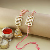 , kundan , pearls ,stones ,lumba rakhi