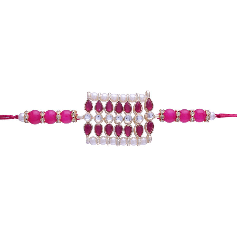 Designer Pearl Beads Studded Rakhi Bracelet for Brother/ Bhaiya