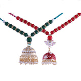 Gold Plated Designer Lumba Kundan Pearl Rakhi For Bhabhi