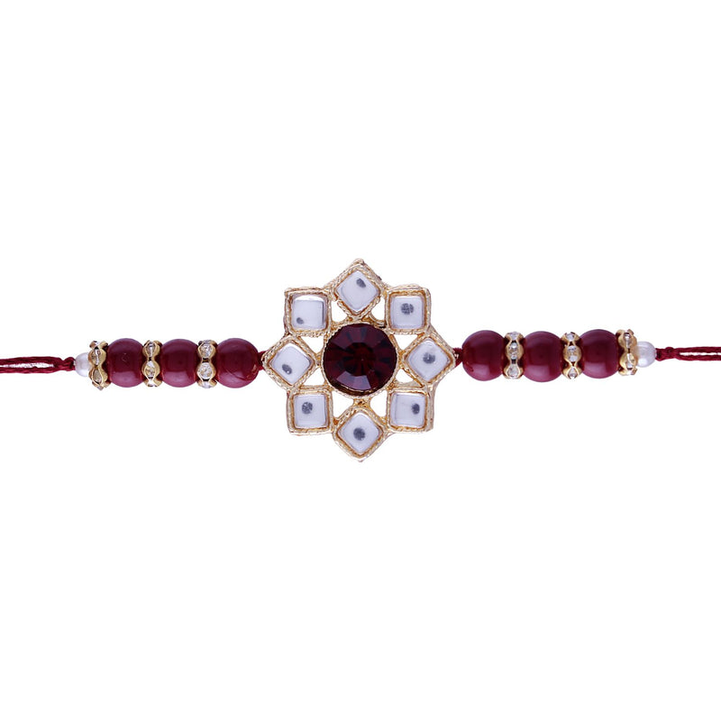 Designer Pearl Beads Studded Rakhi Bracelet for Brother/ Bhaiya