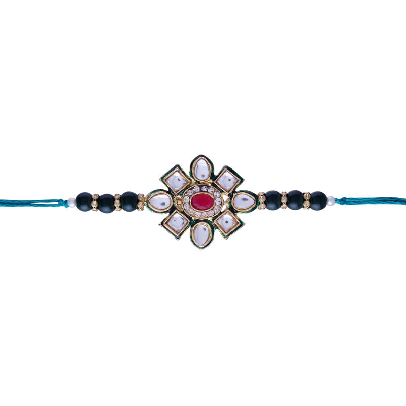 Designer Pearl Beads Studded Rakhi Bracelet for Brother/ Bhaiya