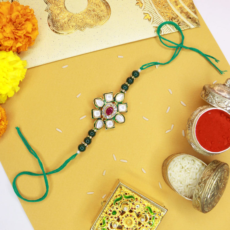 Designer Pearl Beads Studded Rakhi Bracelet for Brother/ Bhaiya