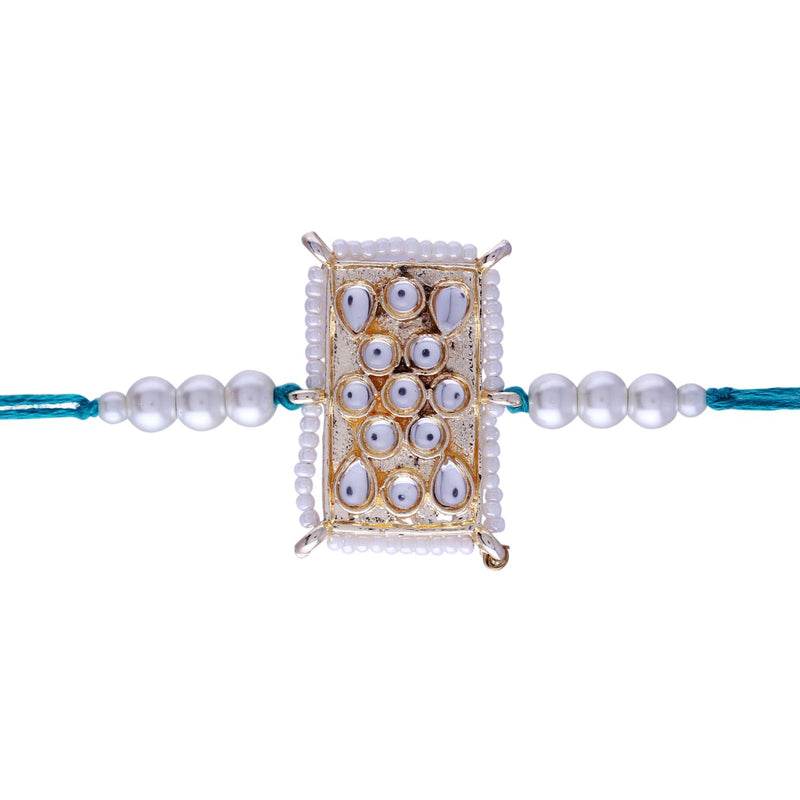 Designer Pearl Beads Studded Rakhi Bracelet for Brother/ Bhaiya