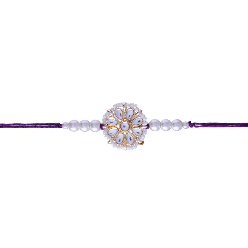 Designer Pearl Beads Studded Rakhi Bracelet for Brother/ Bhaiya