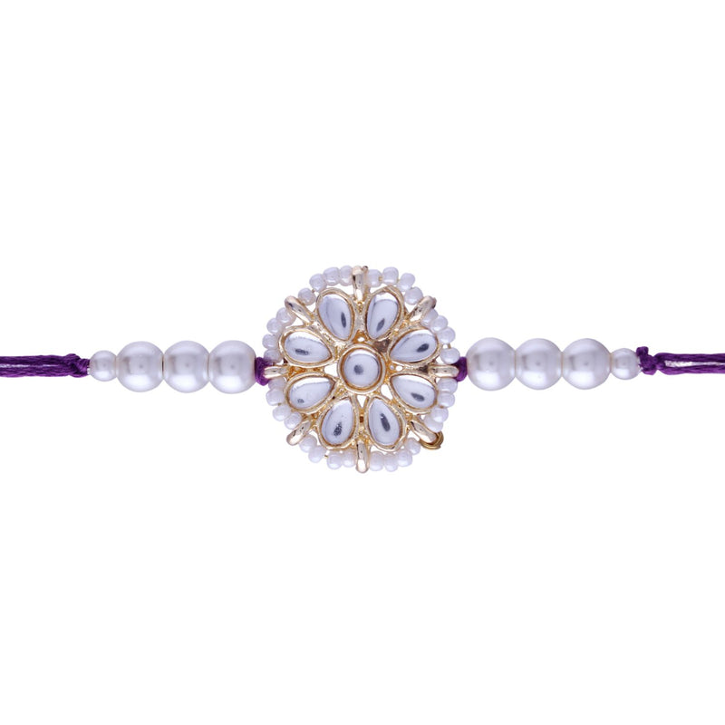 Designer Pearl Beads Studded Rakhi Bracelet for Brother/ Bhaiya