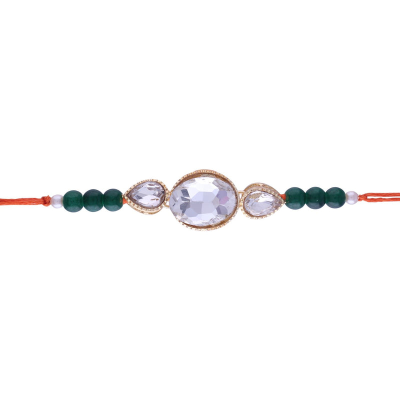 Designer Pearl Beads Studded Rakhi Bracelet for Brother/ Bhaiya