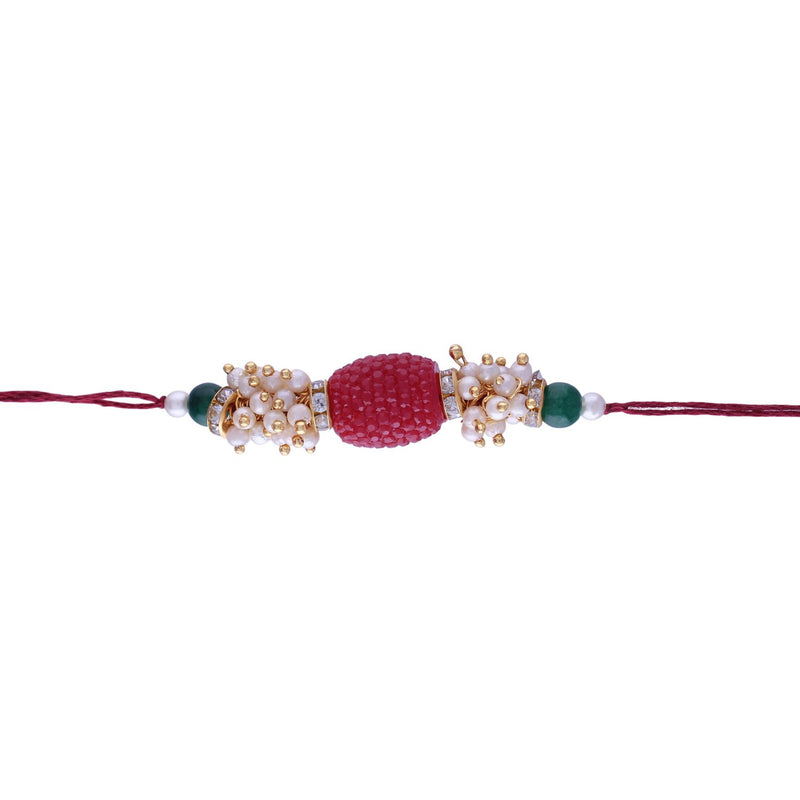 Designer Pearl Beads Studded Rakhi Bracelet for Brother/ Bhaiya