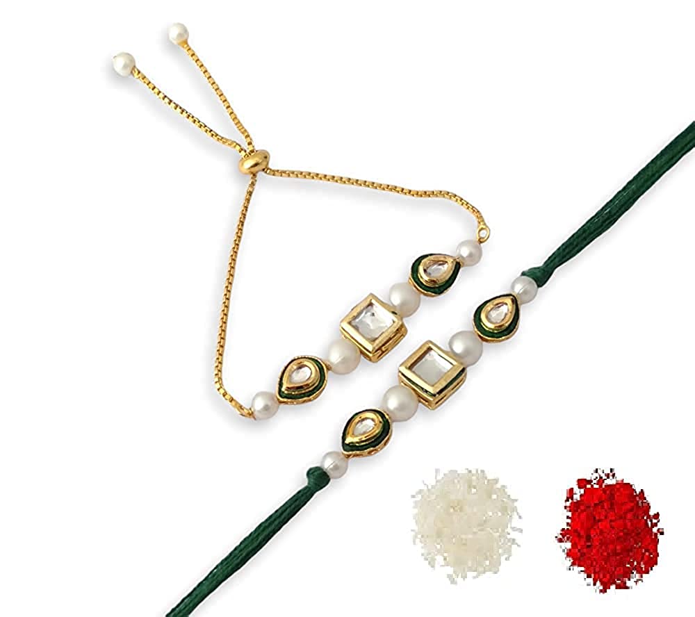 Designer Bhaiya Bhabhi Hanging Lumba & Rakhi Combo Set
