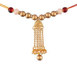 Gold Plated Jhumki Style Lumba Rakhi for Bhabhi