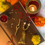Gold Plated Jhumki Style Bhaiya Bhabhi Rakhi Set