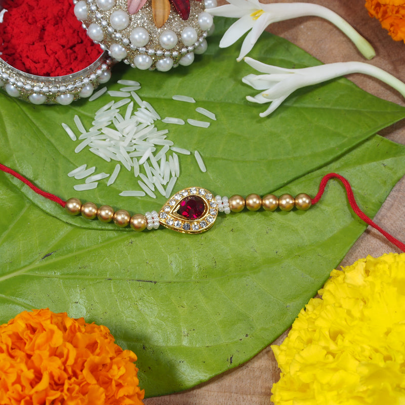 Gold Plated Stone Studded Rakhi for Men