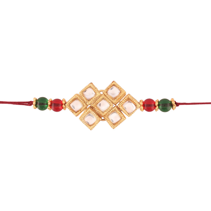Gold Plated Kundan And Pearl Combo Pack of 2 Rakhi for Beloved Brother (R635-31)