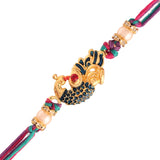 Gold Plated Designer CZ Pearl Multi-Colour Peacock Rakhi for Men-Boys (R702)