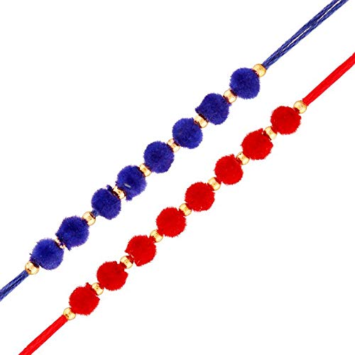 Gold Plated Designer Soft Fur Golden Beads Rakhi for Men-Boys