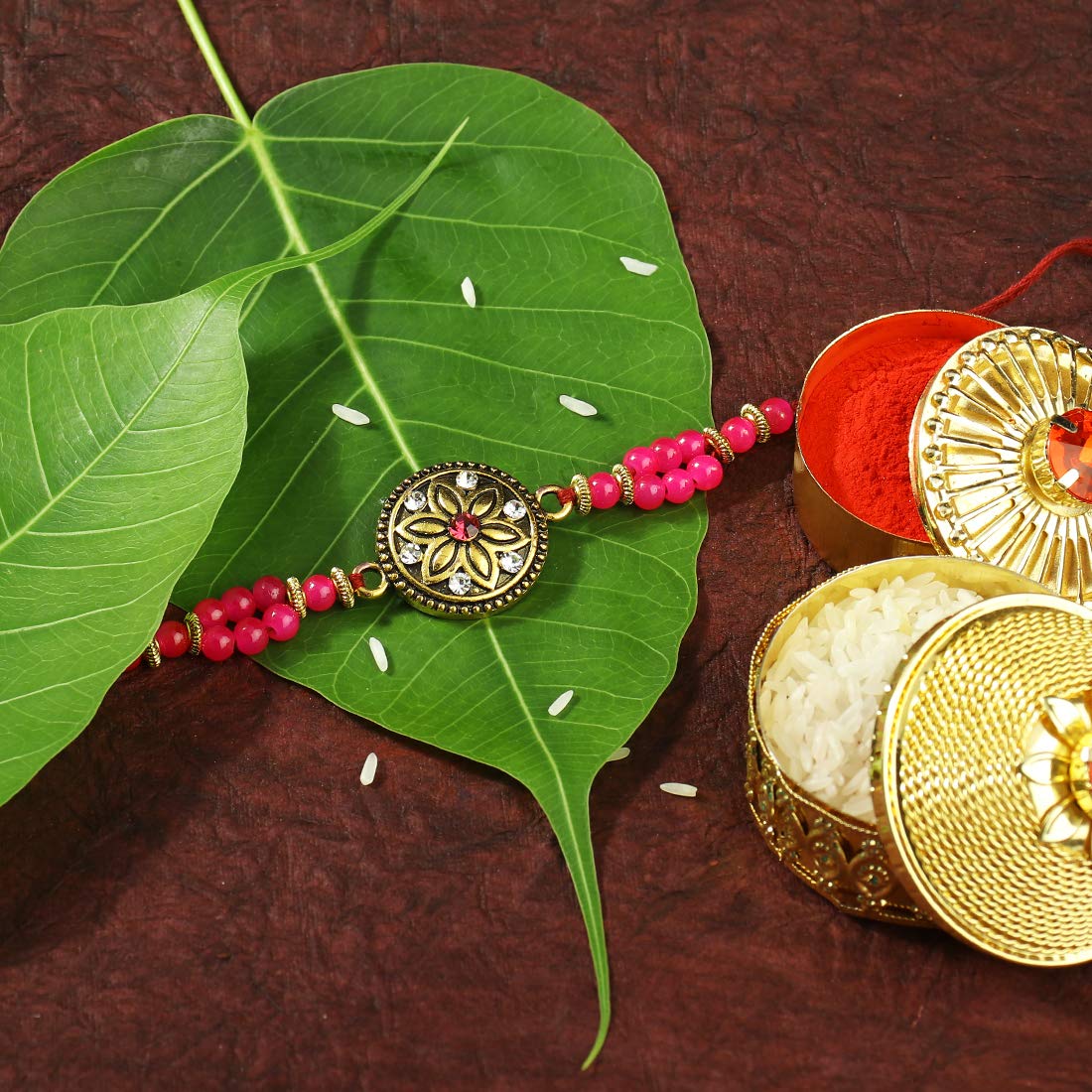 Gold Plated Designer Pearl Combo Pack of 2 Rakhi for Beloved Brother (R891-92)