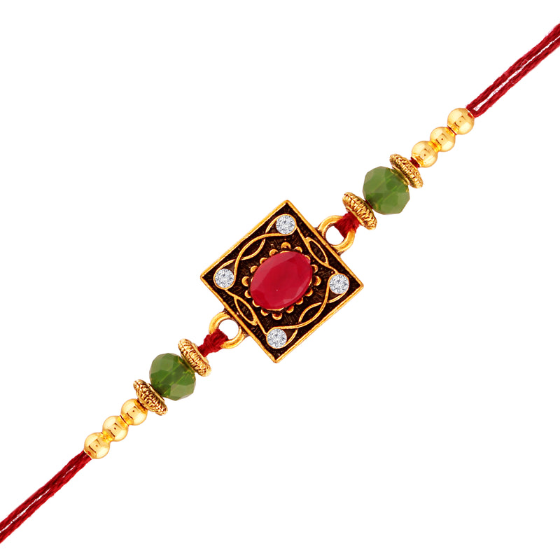 Gold Plated Designer Combo Pack of 2 Rakhi for Beloved Brother (R899-98)