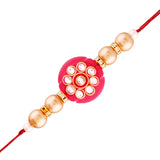 Gold Plated Designer Kundan Pearl Stone Studded Rakhi For Men/Boys (R906)