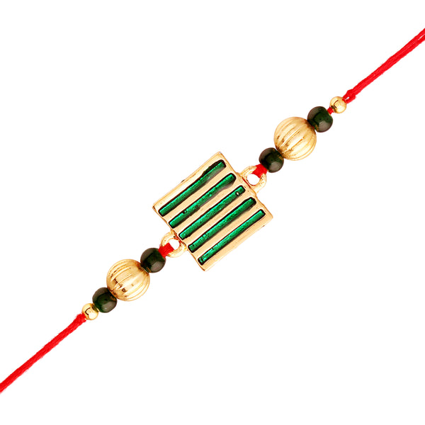 Gold Plated Designer Beads Combo Pack of 2 Rakhi for Beloved Brother (R936-34)