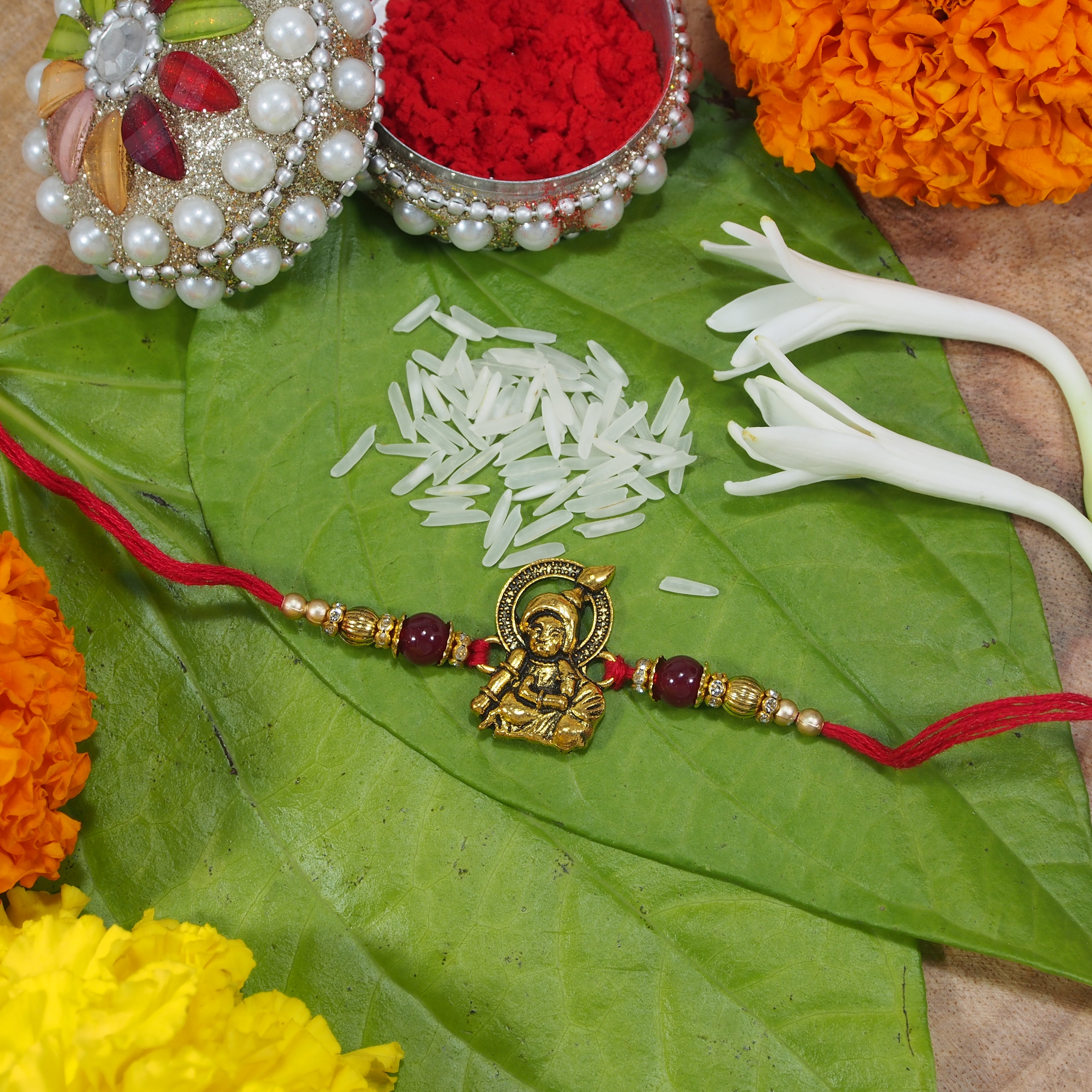 Gold Plated Bal Krishna Rakhi For Brother/Boys