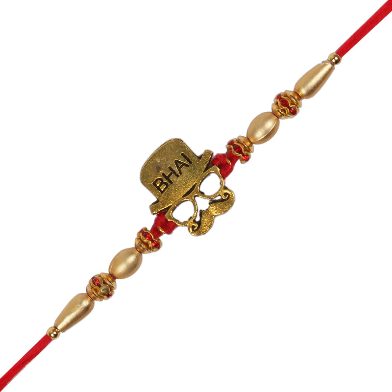 Gold Plated Designer Bhai engraved Rakhi for Bhai/Brother(R953)