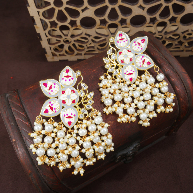 meenakari , kundan , pearls earring 