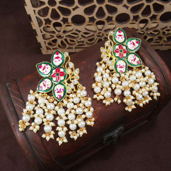 meenakari , kundan , pearls earring 