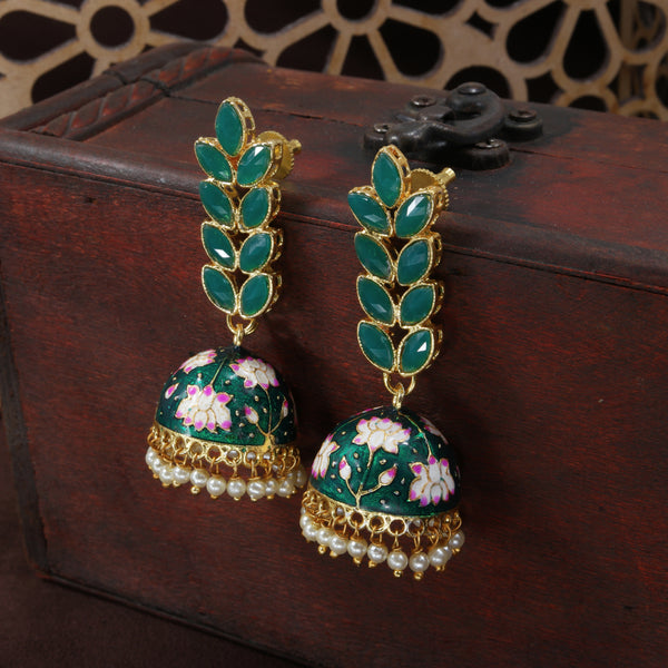 Buy Emerald Green Cz Stones Silver Plated Diamond Jhumka Chandelier Earrings,indian  Jewelry,statement Earrings,diamond Earrings,indian Earrings Online in India  - Etsy