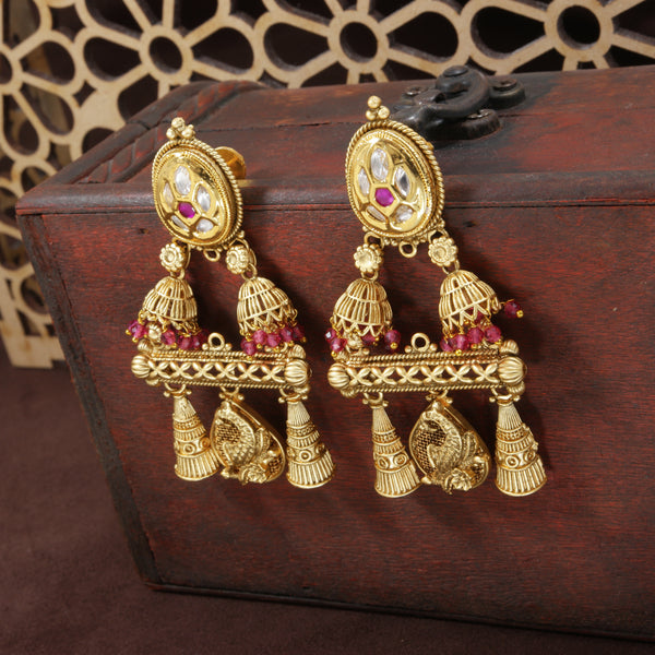 gold plated , traditional , kundan , pearls earring