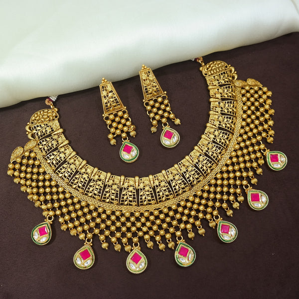 kundan , stones , gold plated jewellery set 