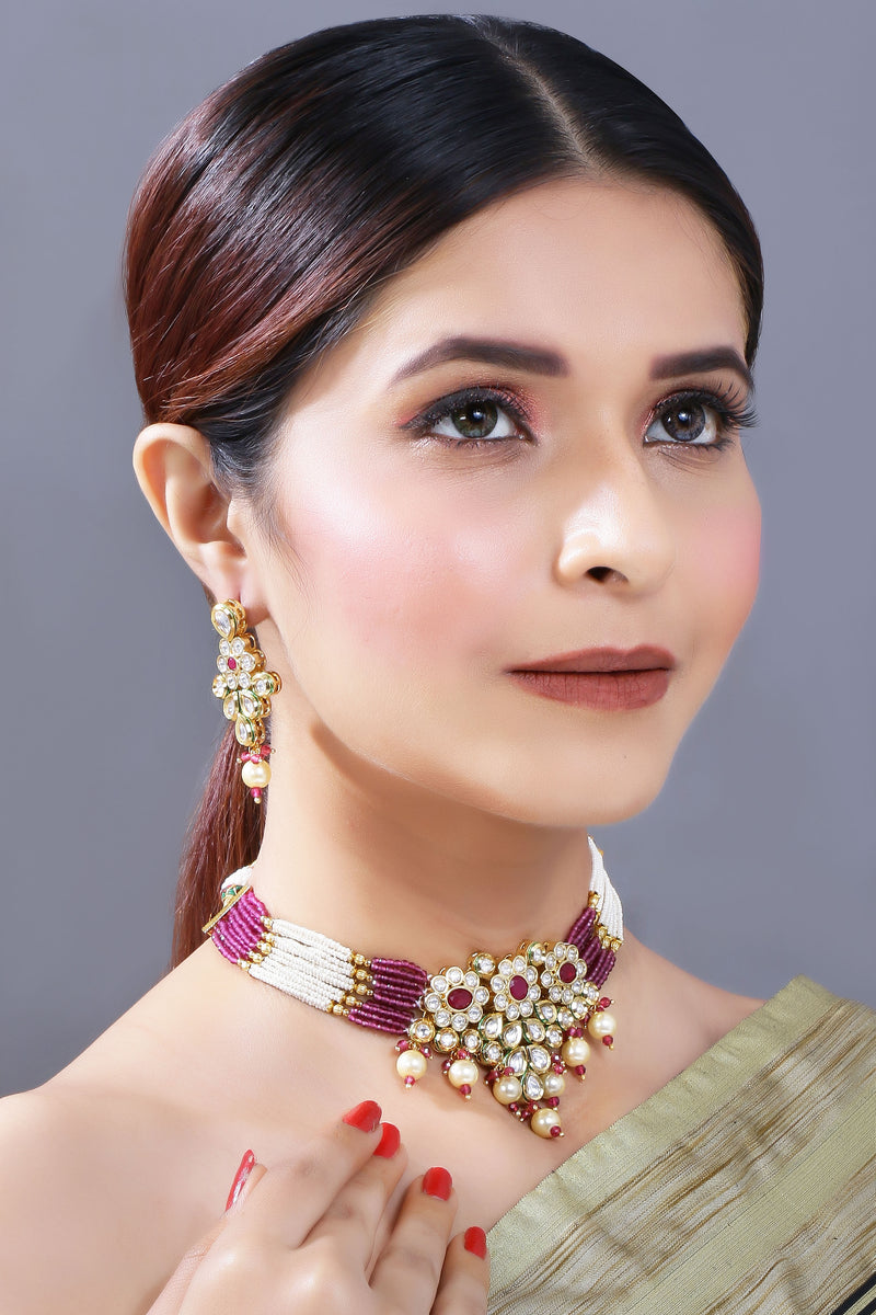 BHAAGYA Maroon Choker