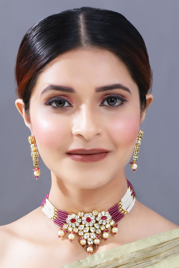 BHAAGYA Maroon Choker