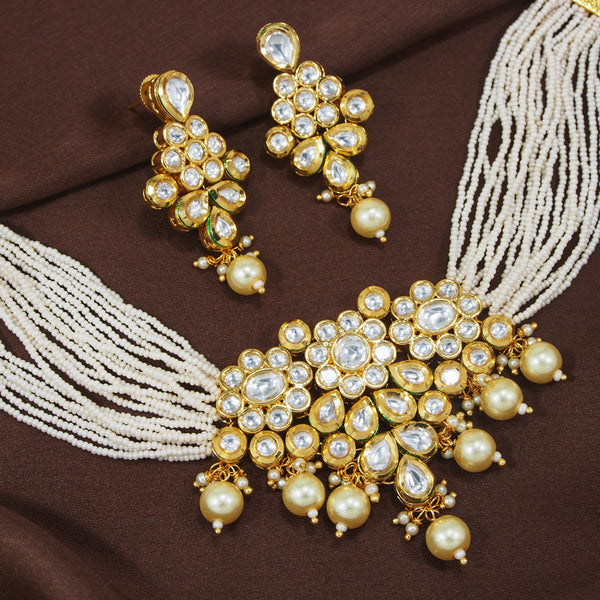  polki kundan , pearls , choker set