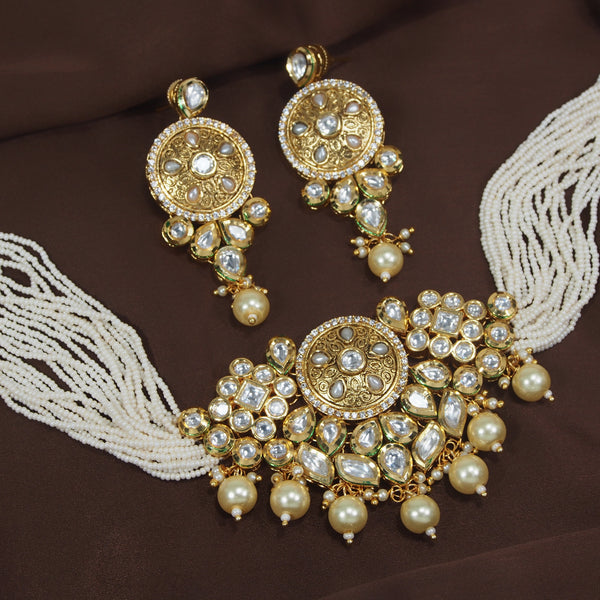 polki kundan , pearls , stones , choker set 