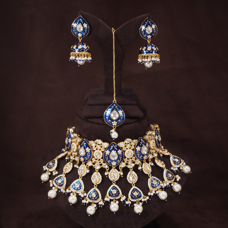 meenakari , kundan , pearls , stones , choker set 