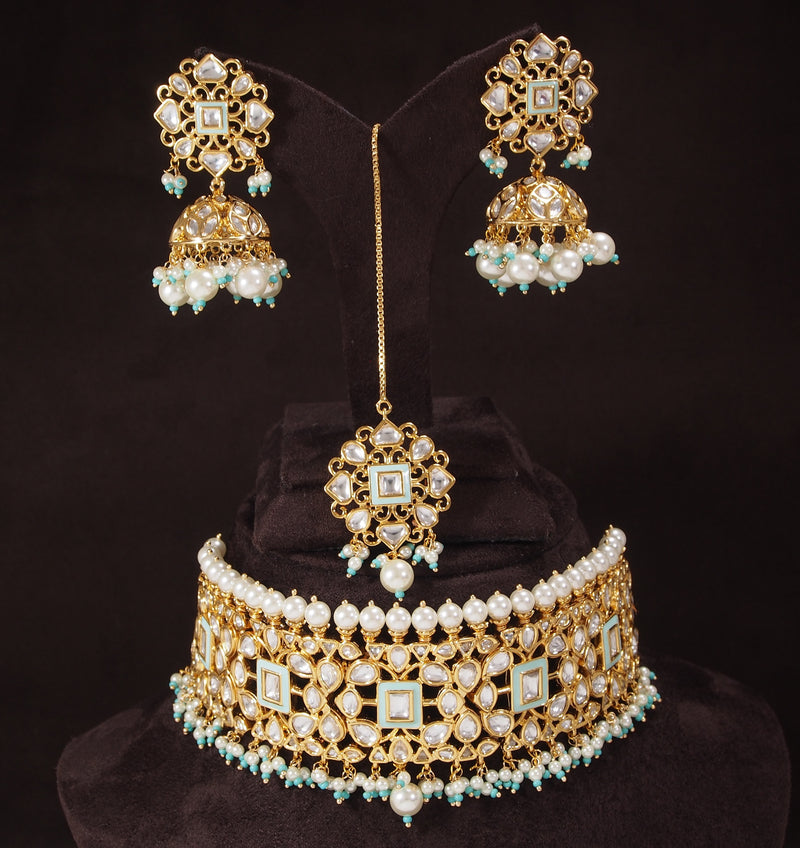 meenakari , kundan , pearls , choker set 