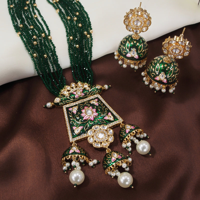meenakari , pearls , kundan , stones jewellery set 