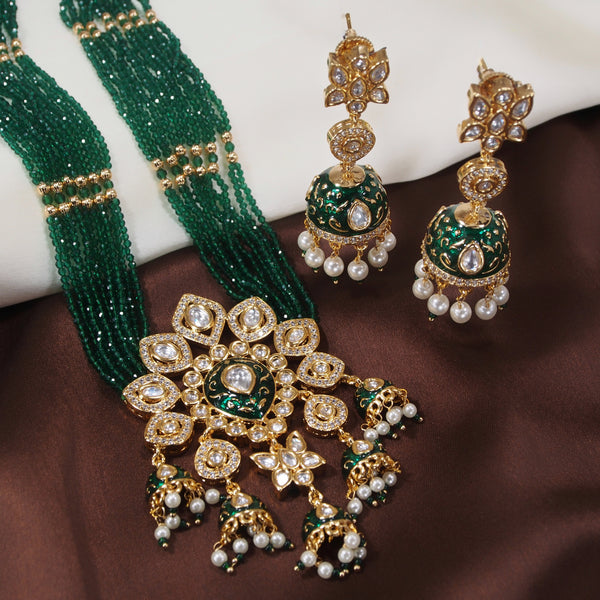 polki kundan , pearls , stones , meenakari jewellery set 