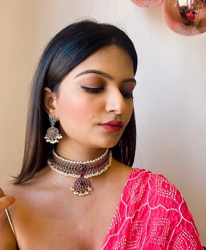 Aashvi Maroon Choker Set