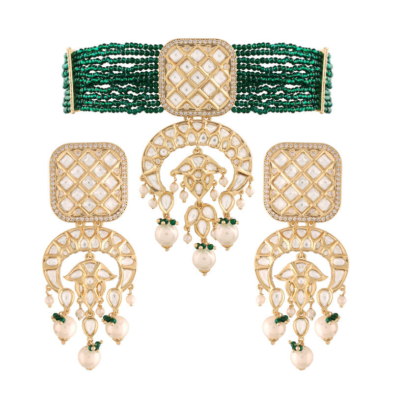 Adiva Green Choker Set