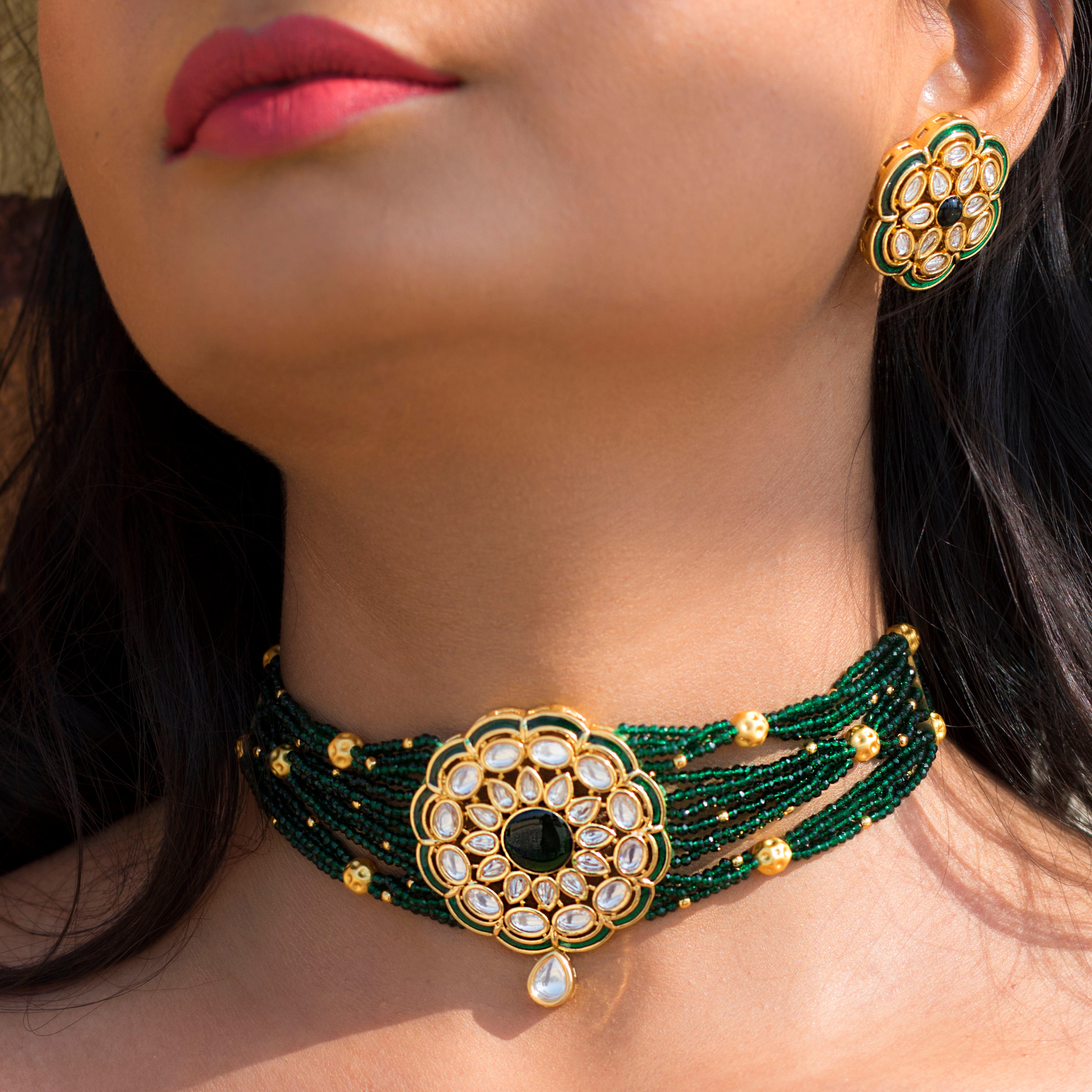 ' MRINALI ' Green Choker Set