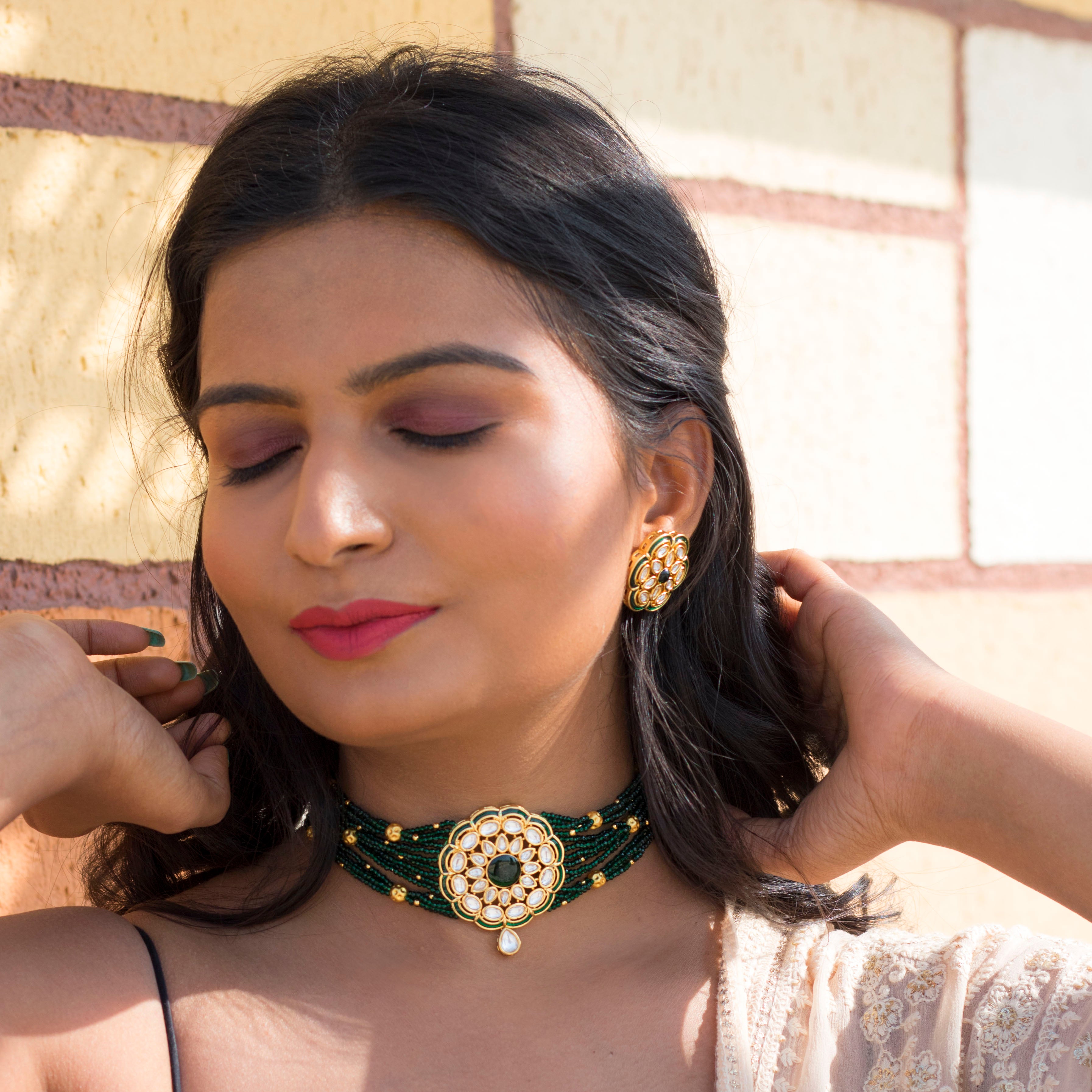 ' MRINALI ' Green Choker Set