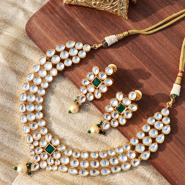 pearls beaded , kundan , necklace set