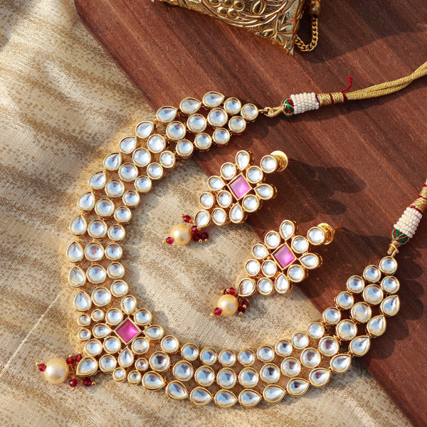 pearls beaded , kundan , necklace  set