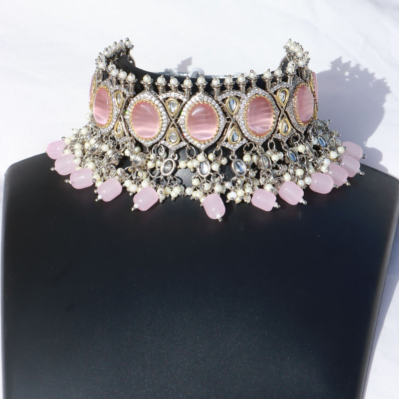 Shyra Pink Polki Kundan Neckpiece