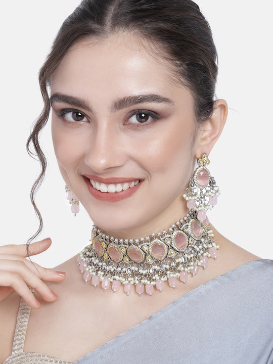 Shyra Pink Polki Kundan Neckpiece