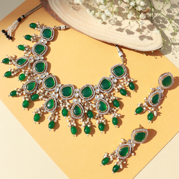 Ishika Green Polki Kundan Neckpiece